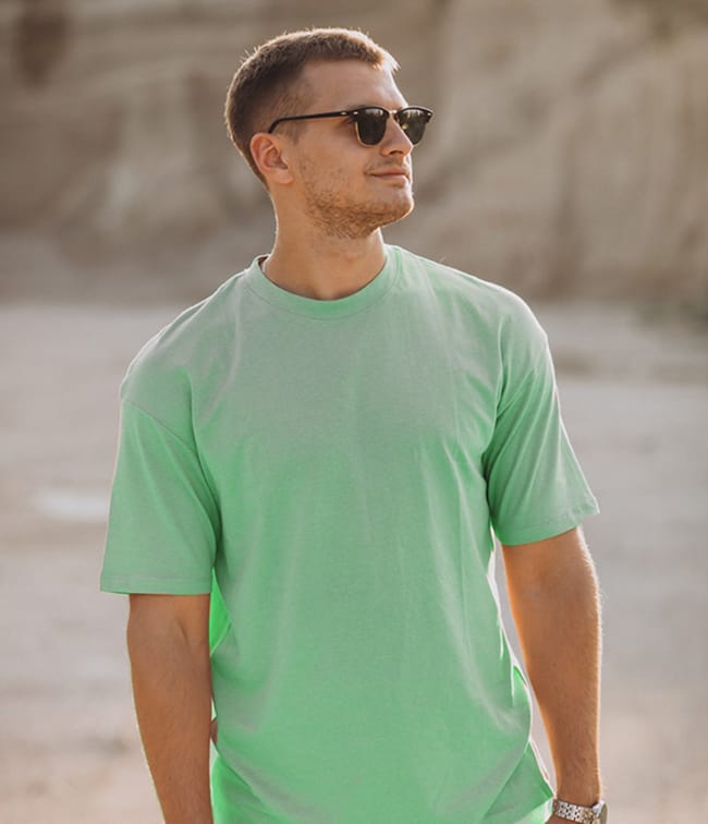 cream tshirt green
