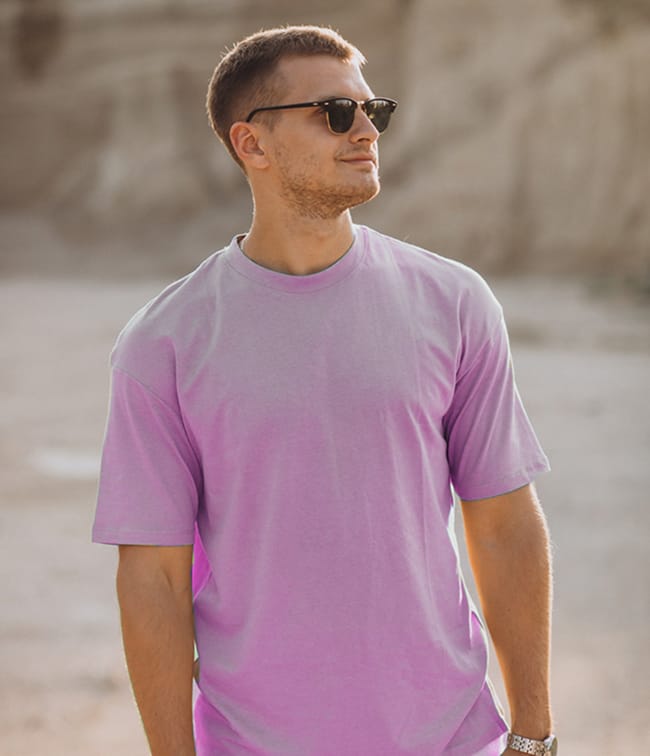 cream tshirt purple